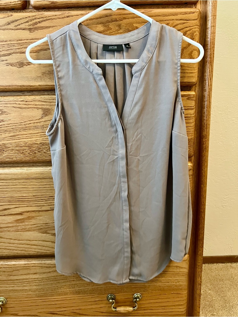 Essentials Taupe V-Neck Sleeveless Blouse